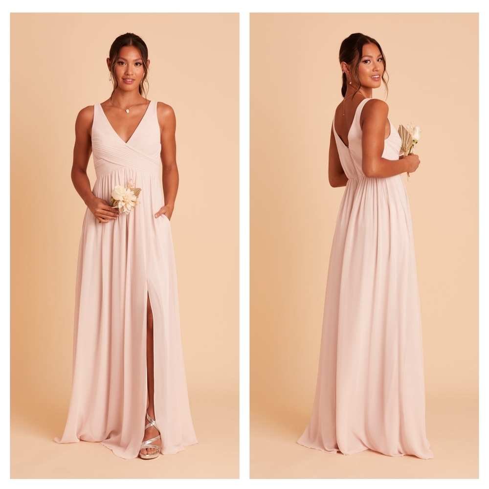 Birdy Grey Blush V-Neck Chiffon Floor-Length Wedding Dress
